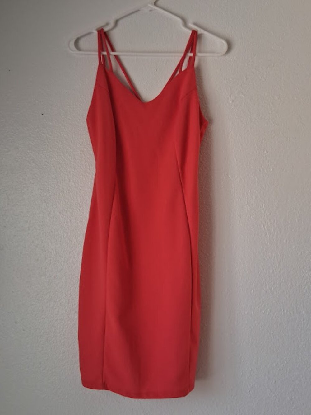 Haute Monde women's size L coral strapless fitted mini dress